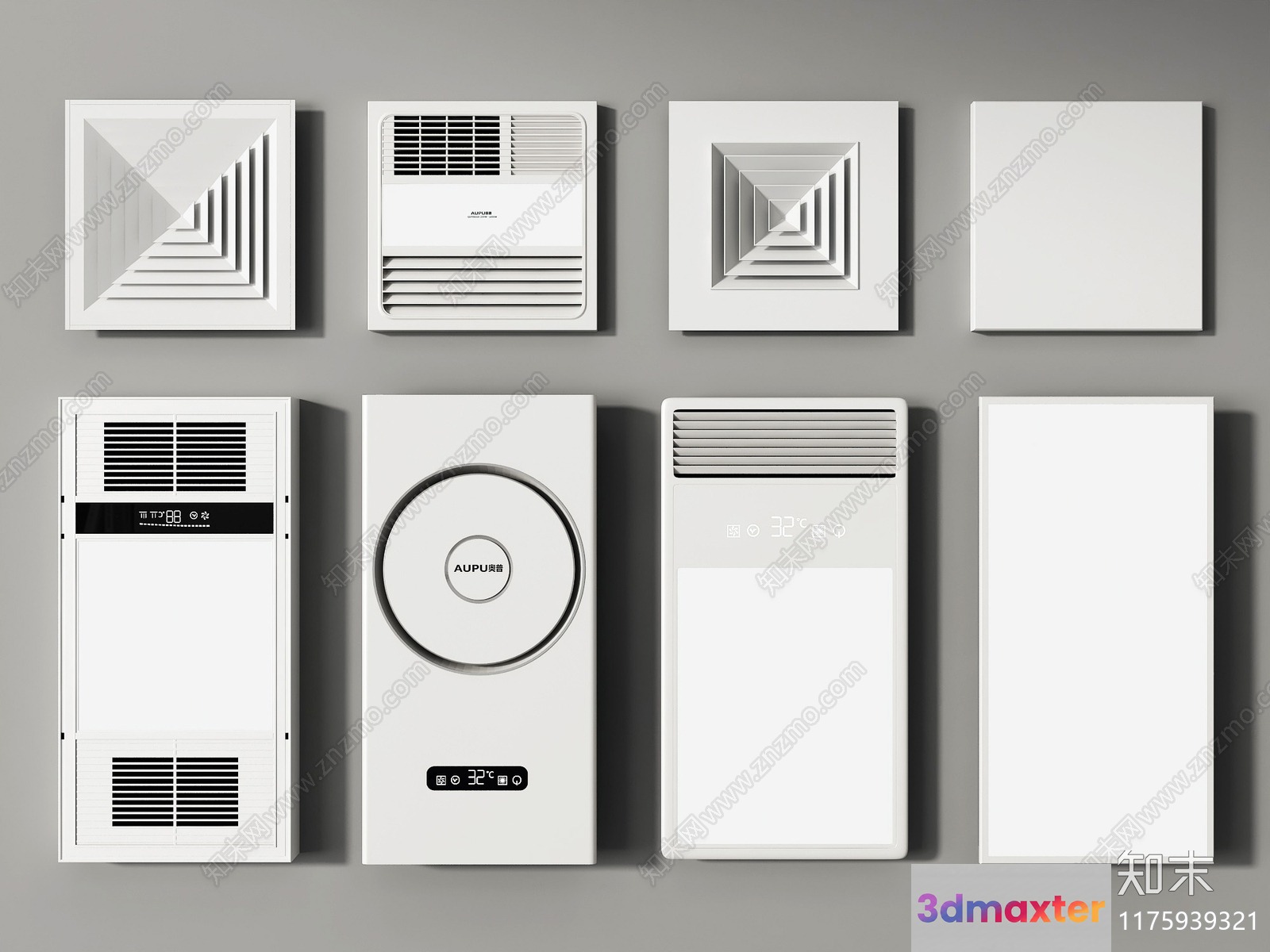 A Collection Of White Air Conditioning Units 3D Model - 14443 - VRAY Render