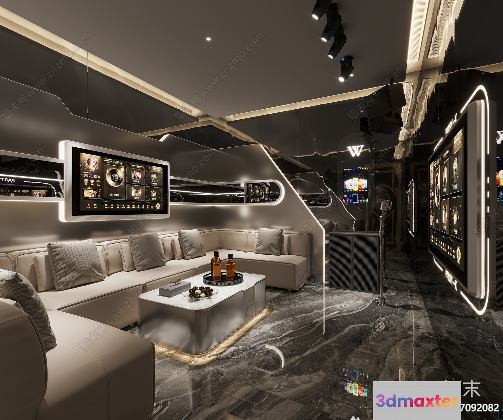 Modern Entertainment Room 3D Model - 11056 - VRAY Render
