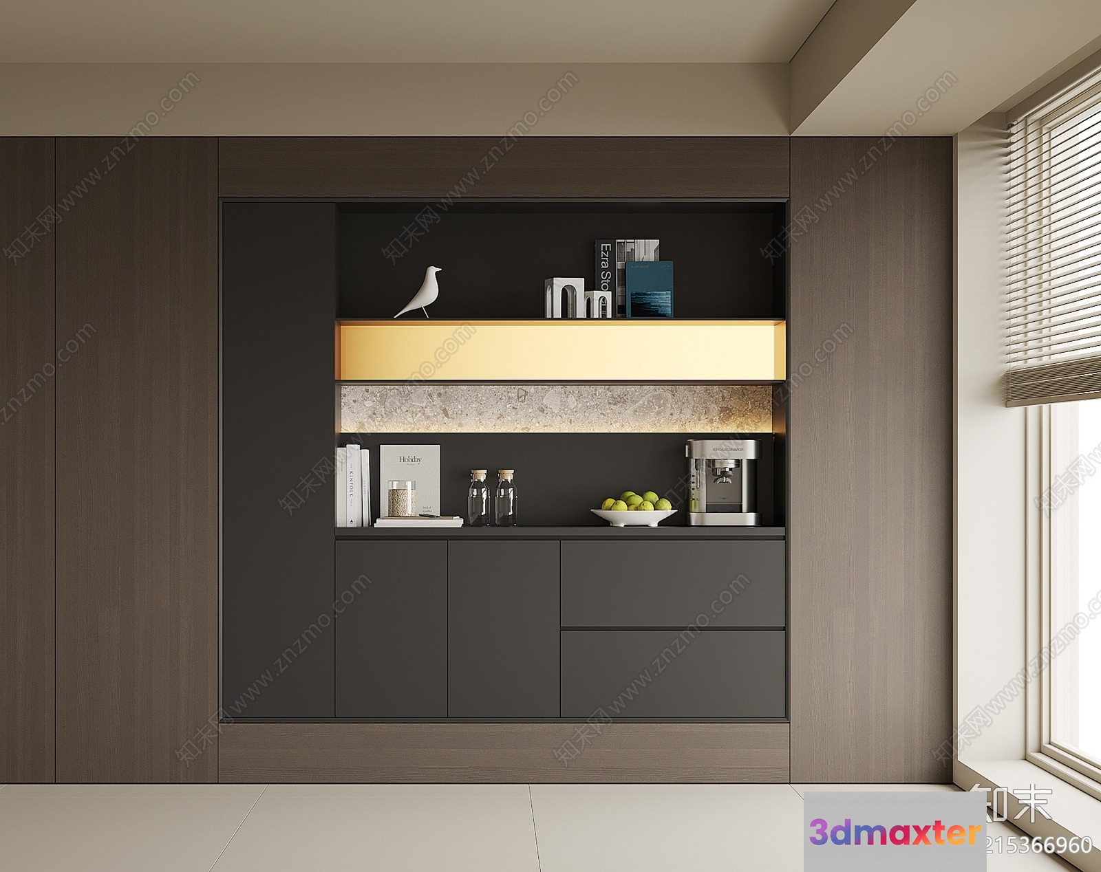 Modern Kitchen Storage Unit 3D Model - 16095 - VRAY Render