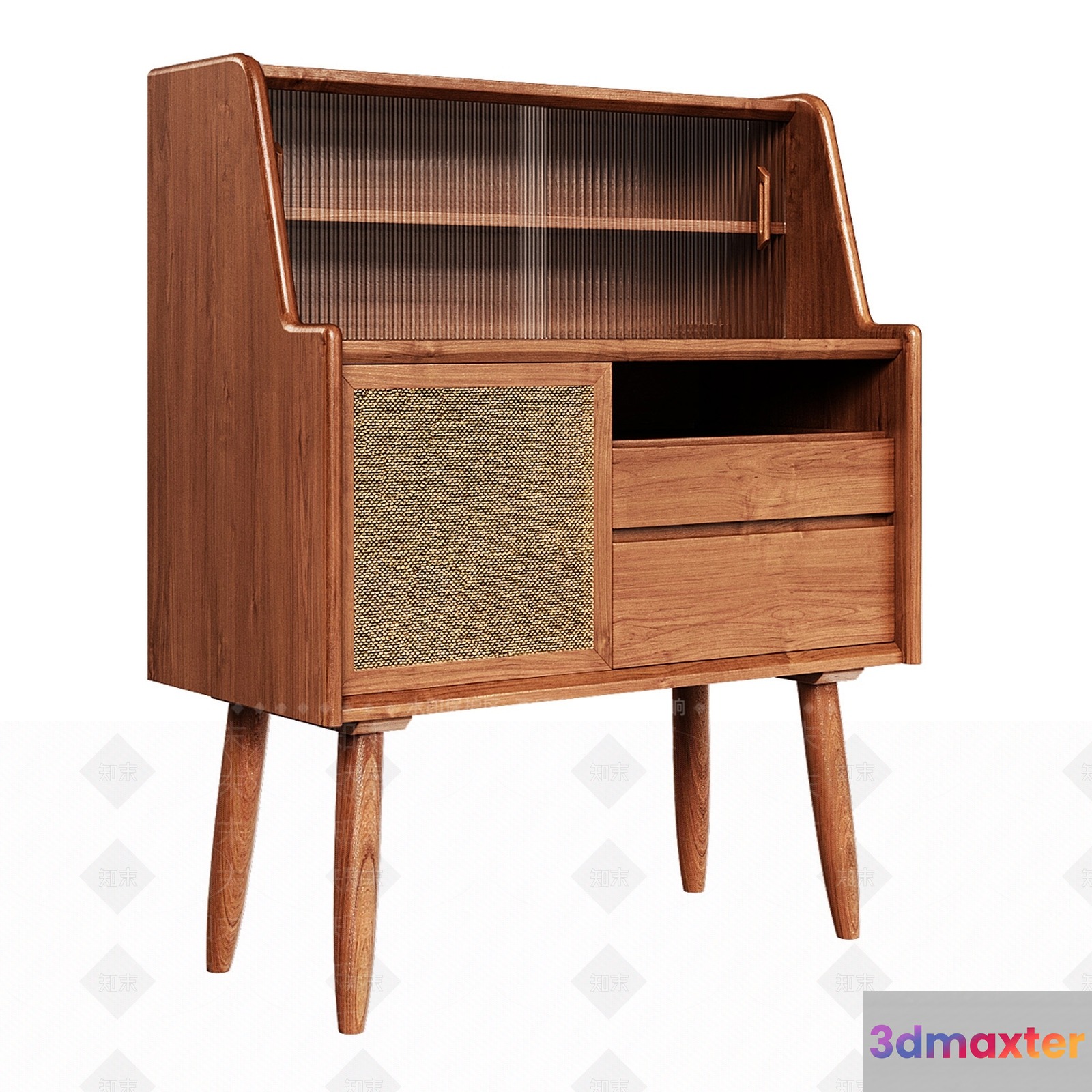 Mid-Century Modern Wooden Desk 3D Model - 3793 - VRAY Render