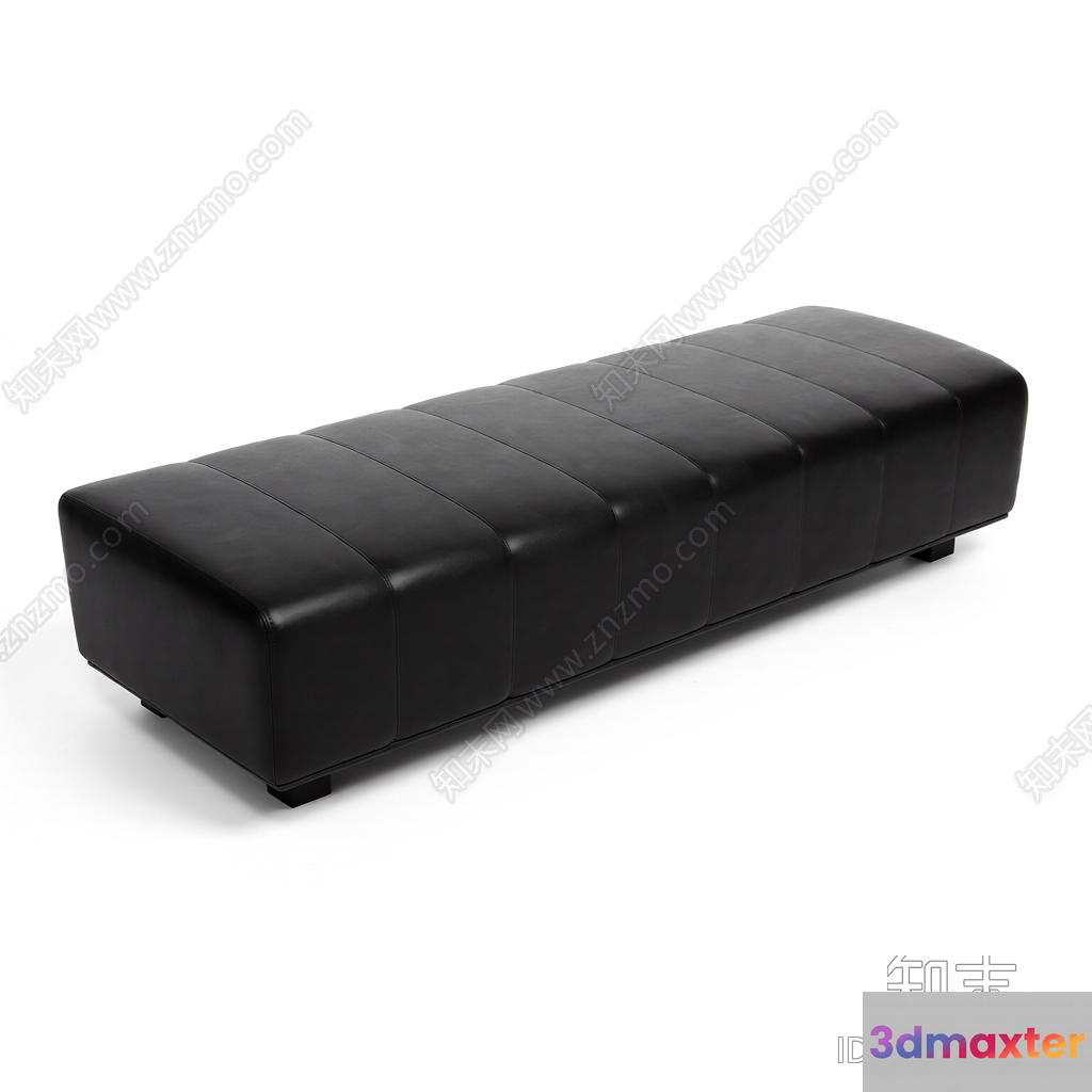 Modern Black Leather Couch 3D Model - 14019 - VRAY Render