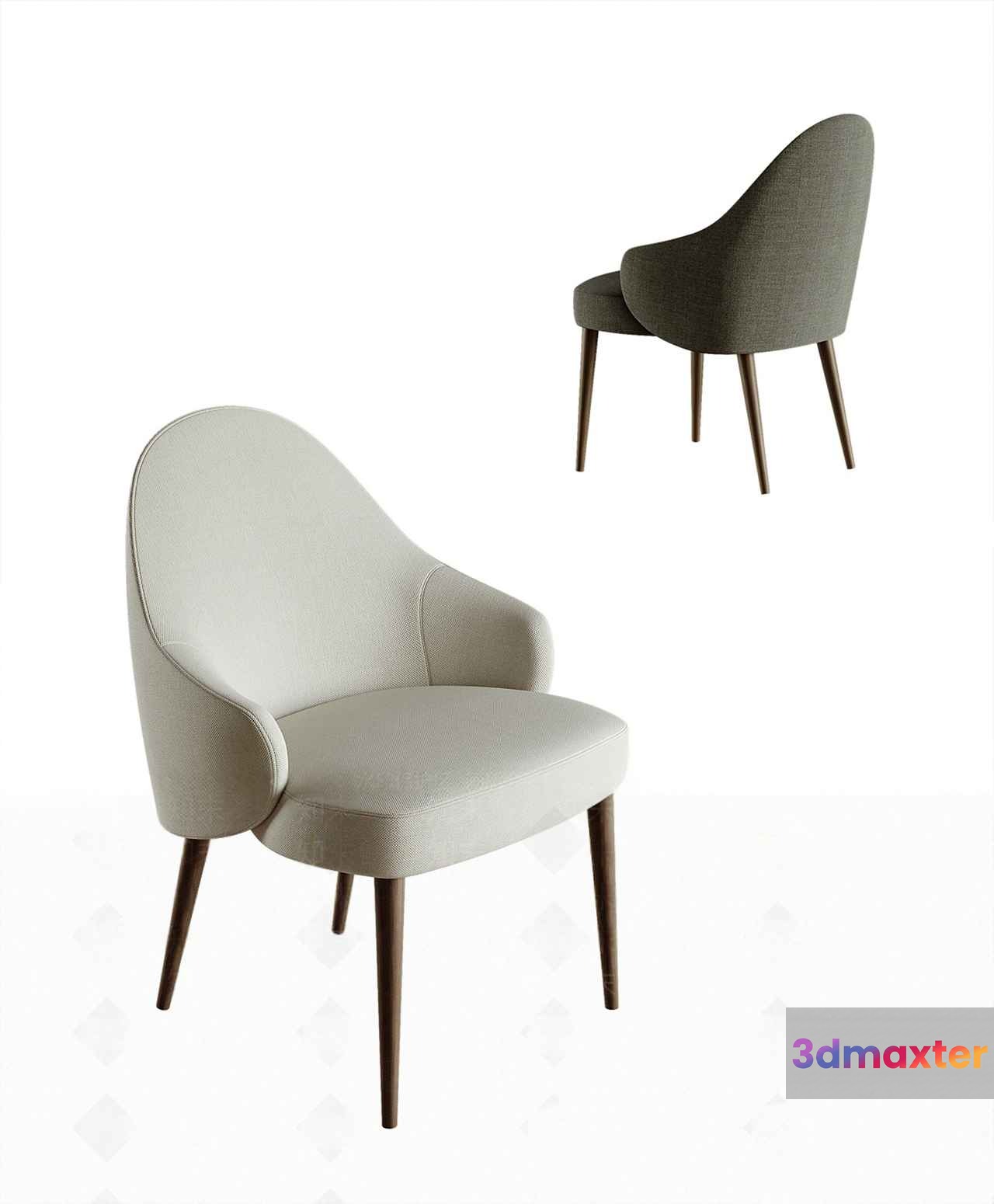 Gray Upholstered Chair 3D Model - 3839 - VRAY Render