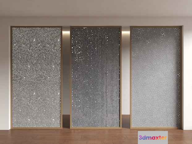 Three Frosted Glass Doors 3D Model - 17595 - VRAY Render