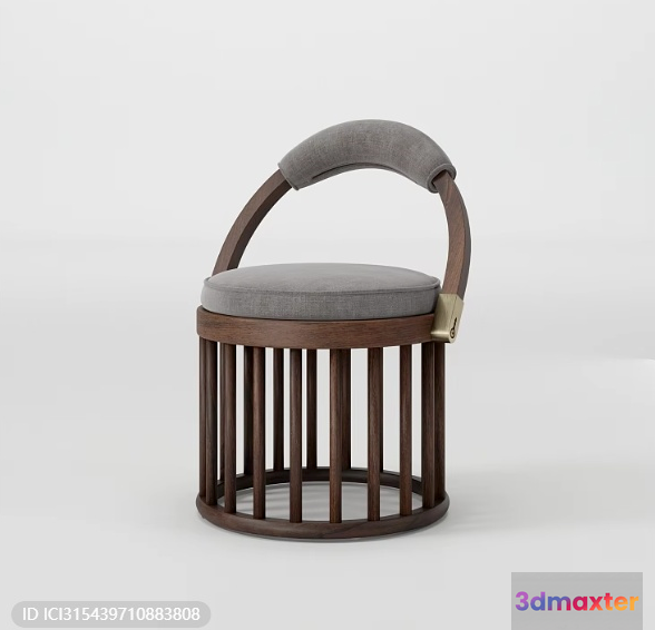 Wooden Stool With A Cushion 3D Model - 6296 - VRAY Render