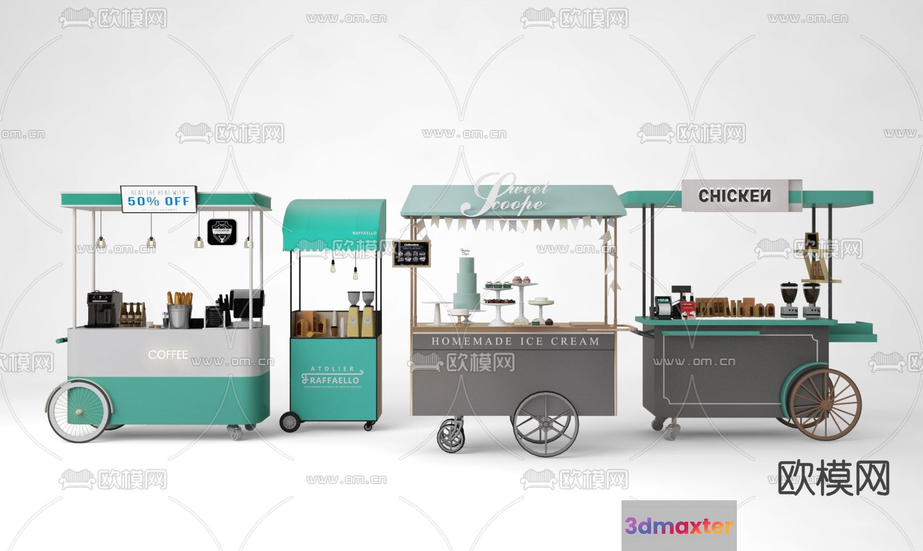 Food Carts 3D Model - 9193 - VRAY Render