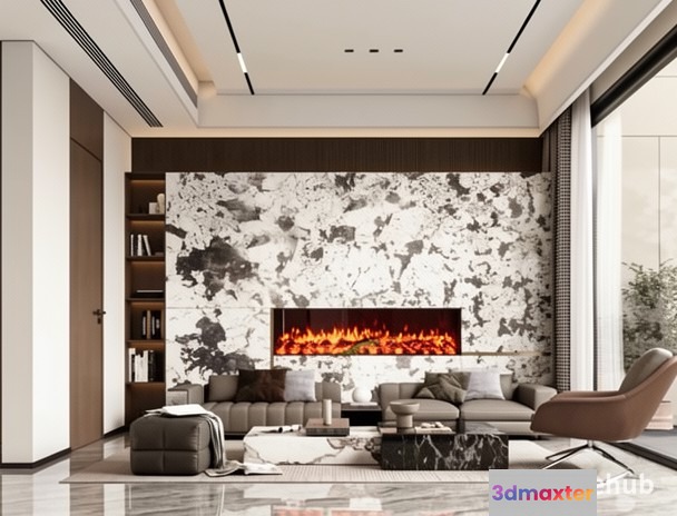 Modern Living Room 3D Model - 20501 - VRAY Render