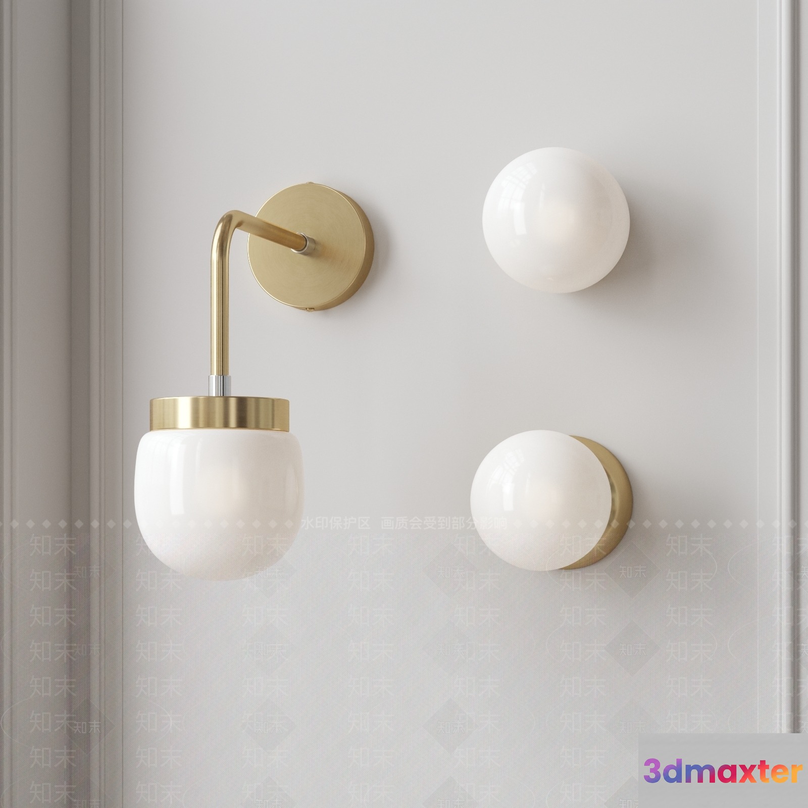 Gold Light Fixture 3D Model - 1064 - VRAY Render