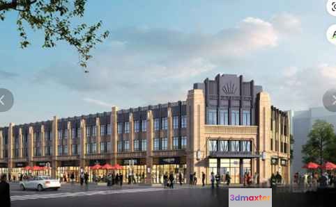 A Large Building With A Flat Roof 3D Model - 8315 - VRAY Render
