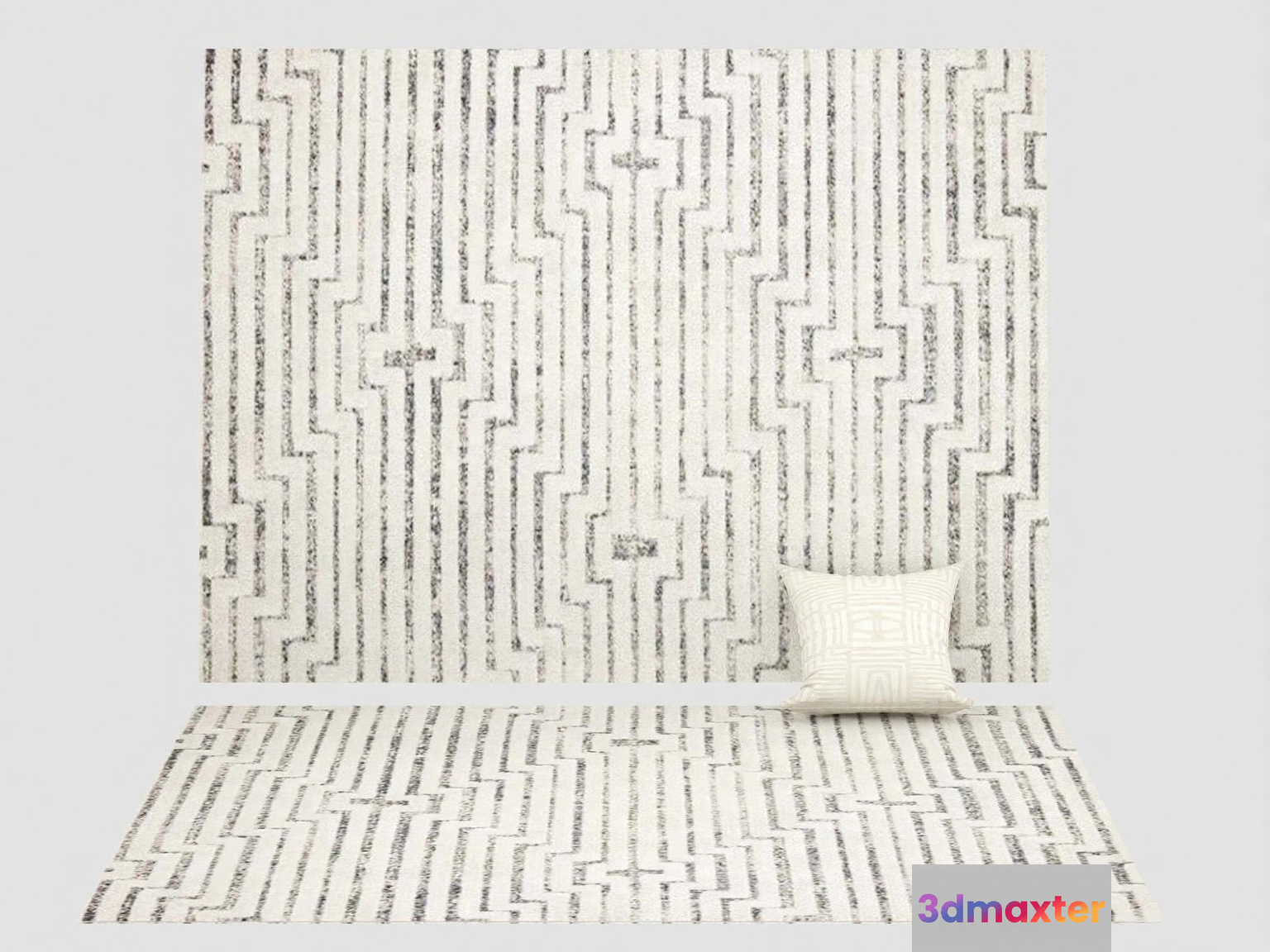 White And Grey Rug 3D Model - 20050 - VRAY Render