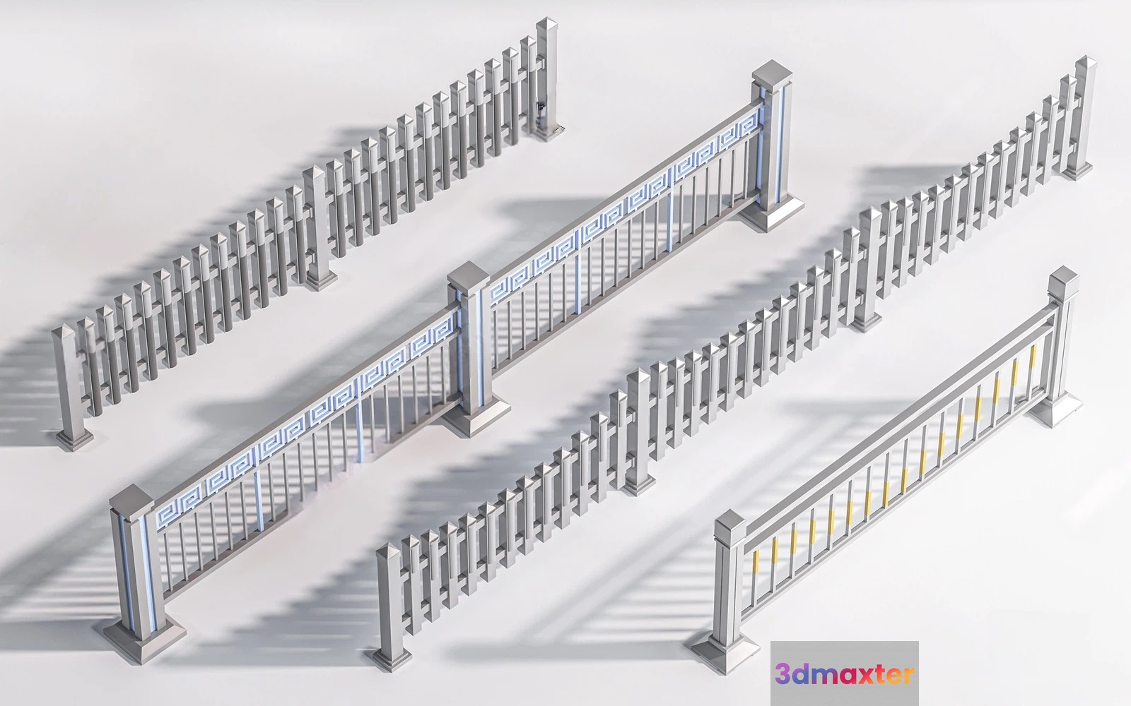 A White Fence 3D Model - 23444 - VRAY Render
