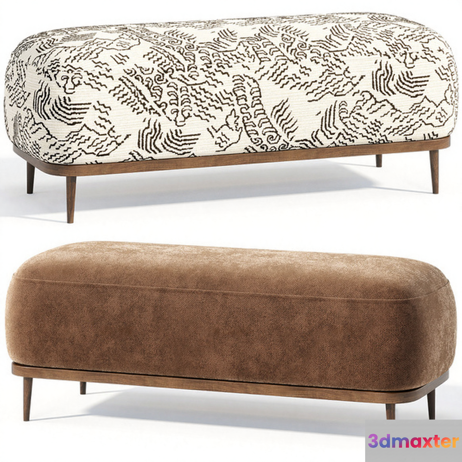 Brown And White Bench 3D Model - 14205 - CORONA Render