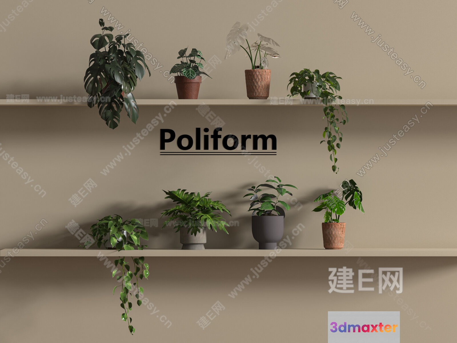 Small Potted Plants 3D Model - 1195 - VRAY Render
