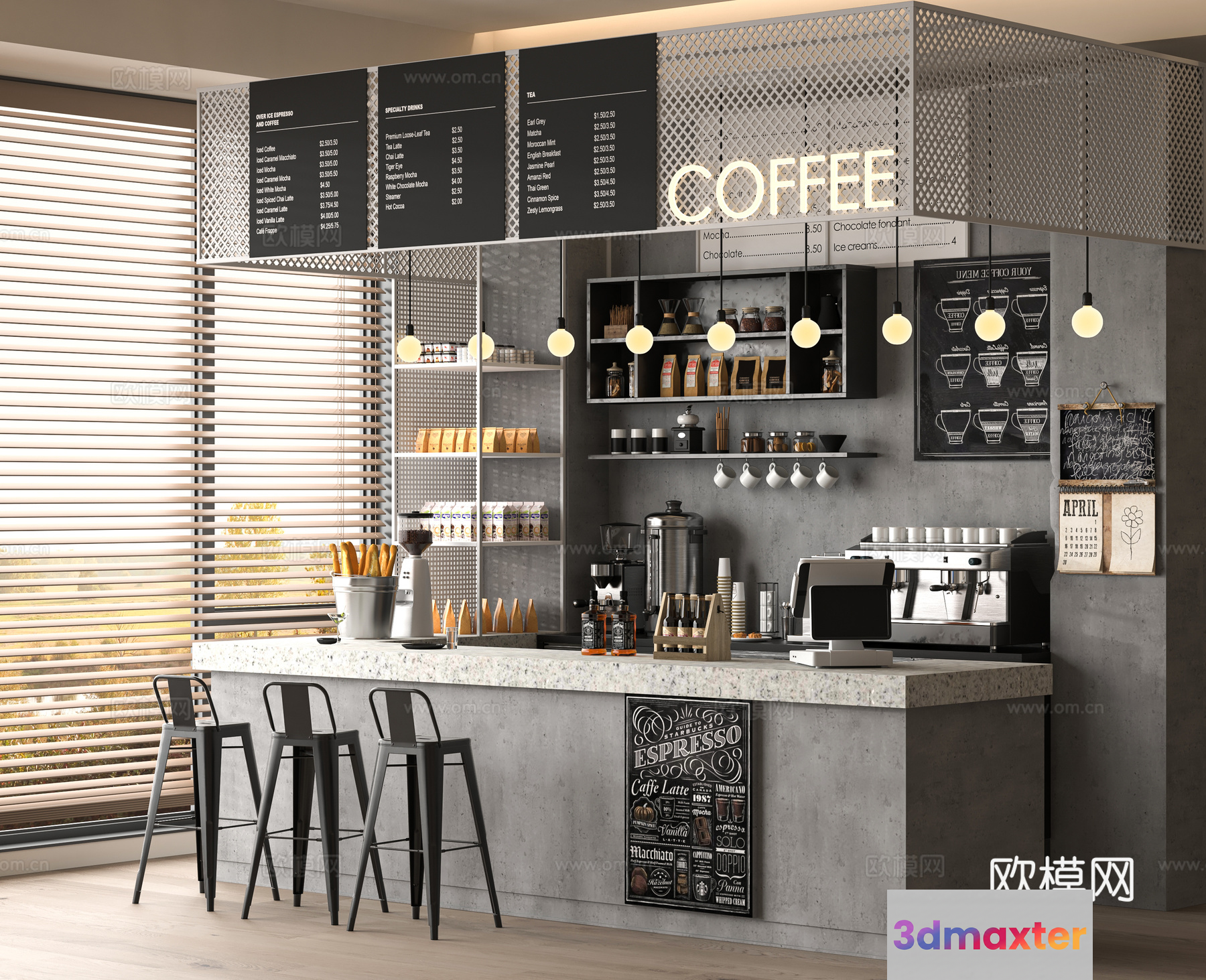 A Coffee Bar 3D Model - 14032 - VRAY Render