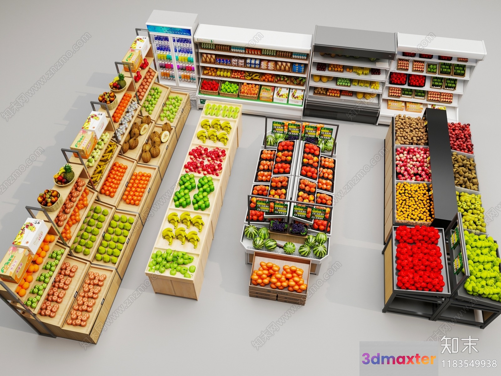 A Fruit Stand 3D Model - 1957 - VRAY Render