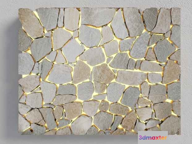 A Stone Wall With Lighting 3D Model - 7437 - VRAY Render
