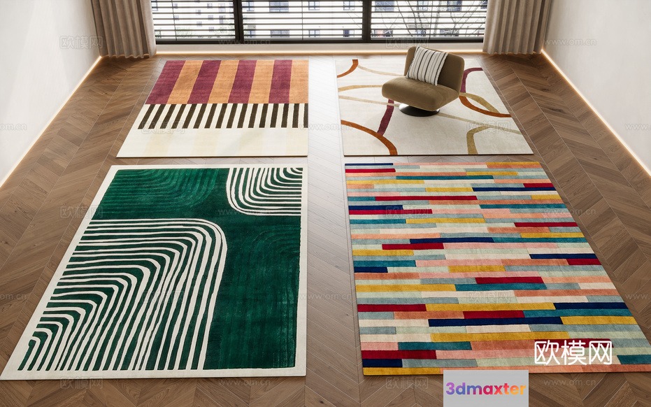 A Room With Several Rugs 3D Model - 17234 - CORONA Render