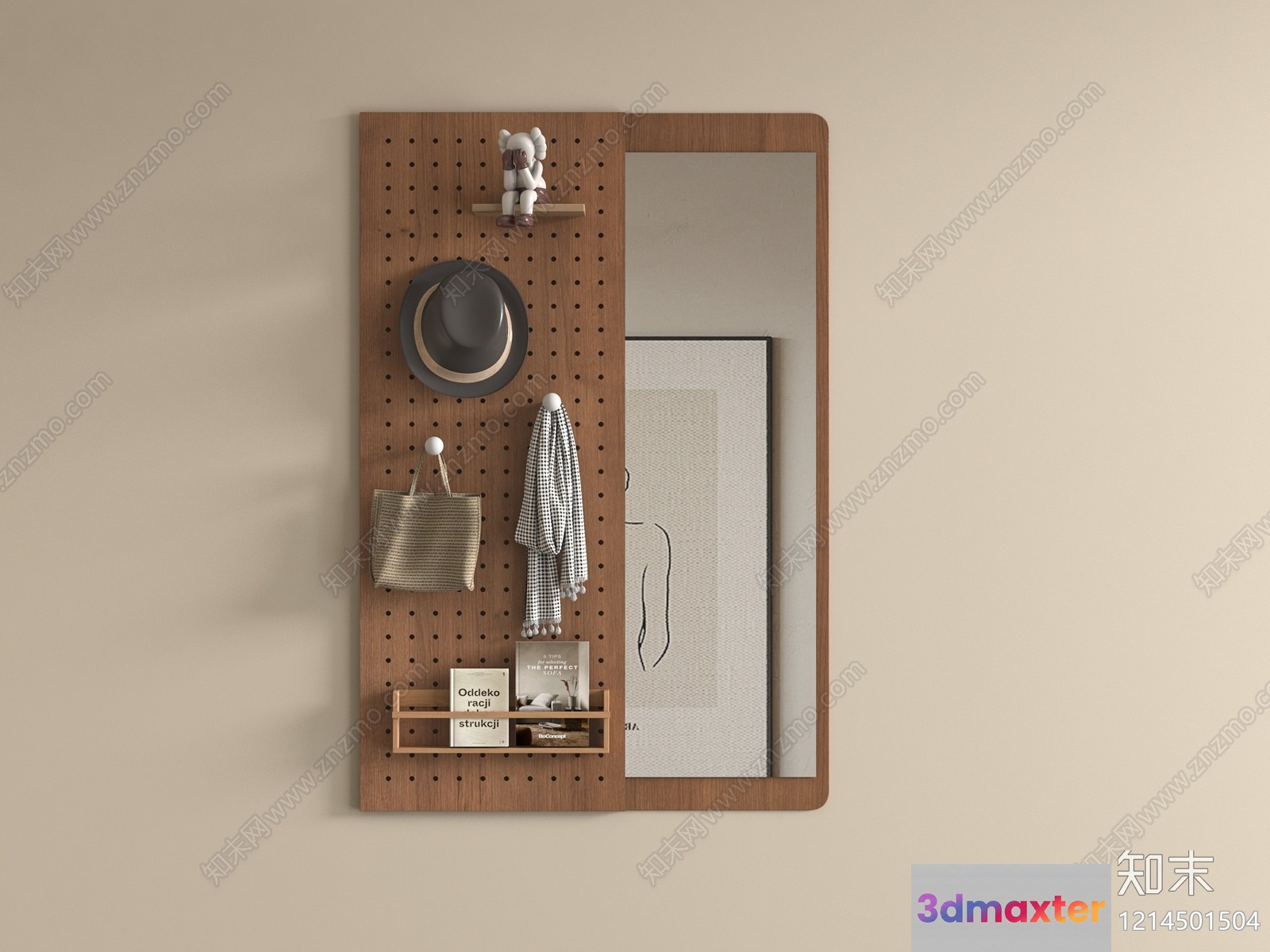 A Pegboard With Various Items Hanging On It 3D Model - 11418 - VRAY Render