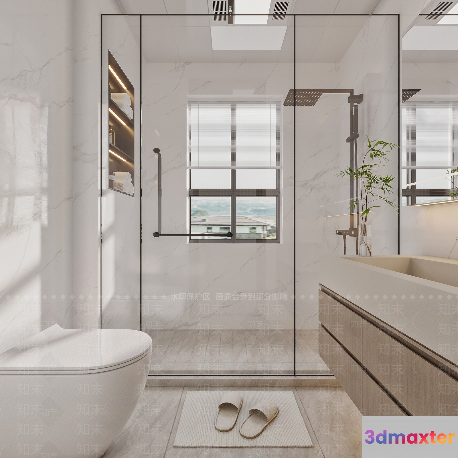 Modern Minimalist Bathroom 3D Model - 903 - VRAY Render