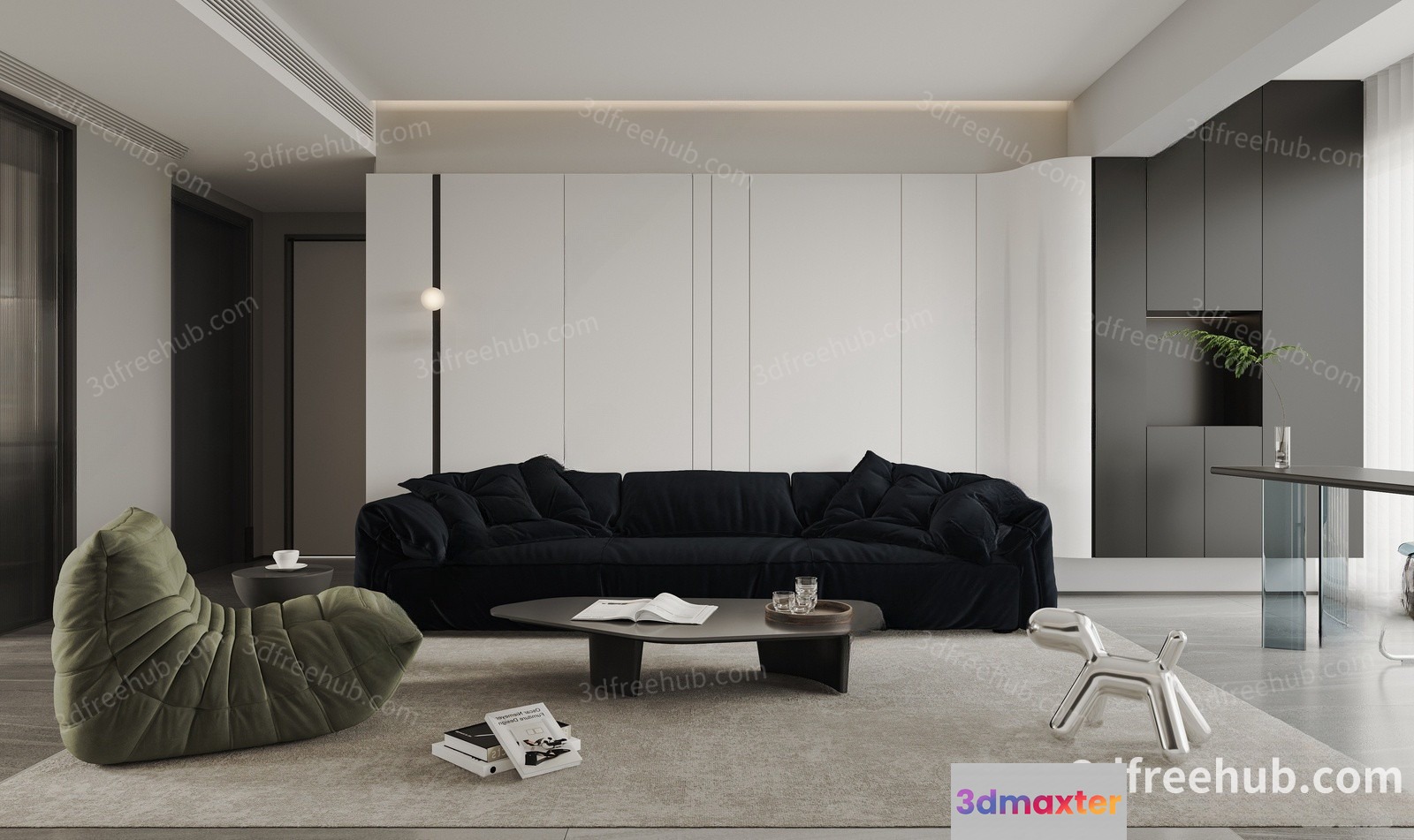 Modern Living Room 3D Model - 19886 - VRAY Render