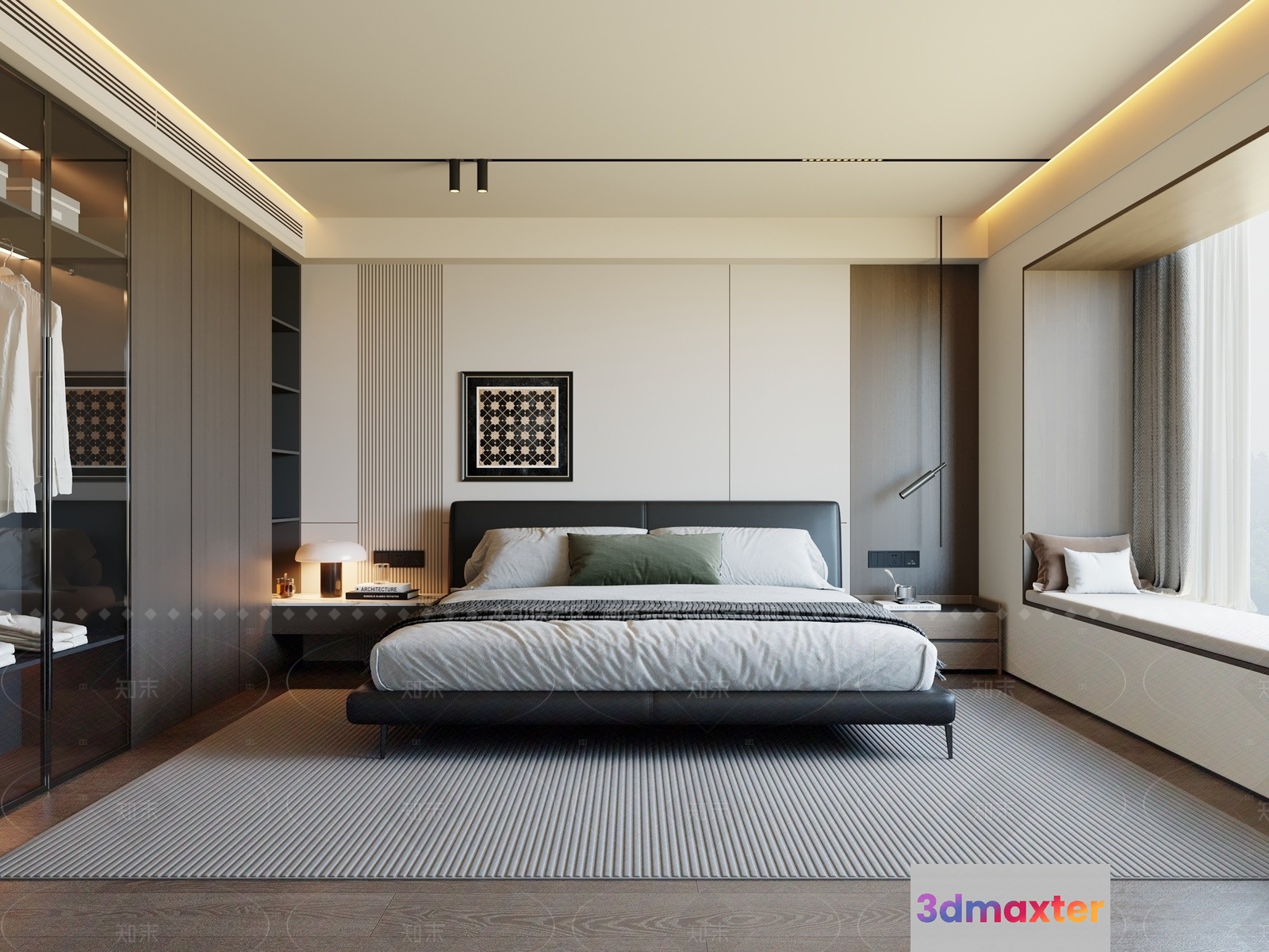 Modern Minimalist Bedroom 3D Model - 206 - VRAY Render