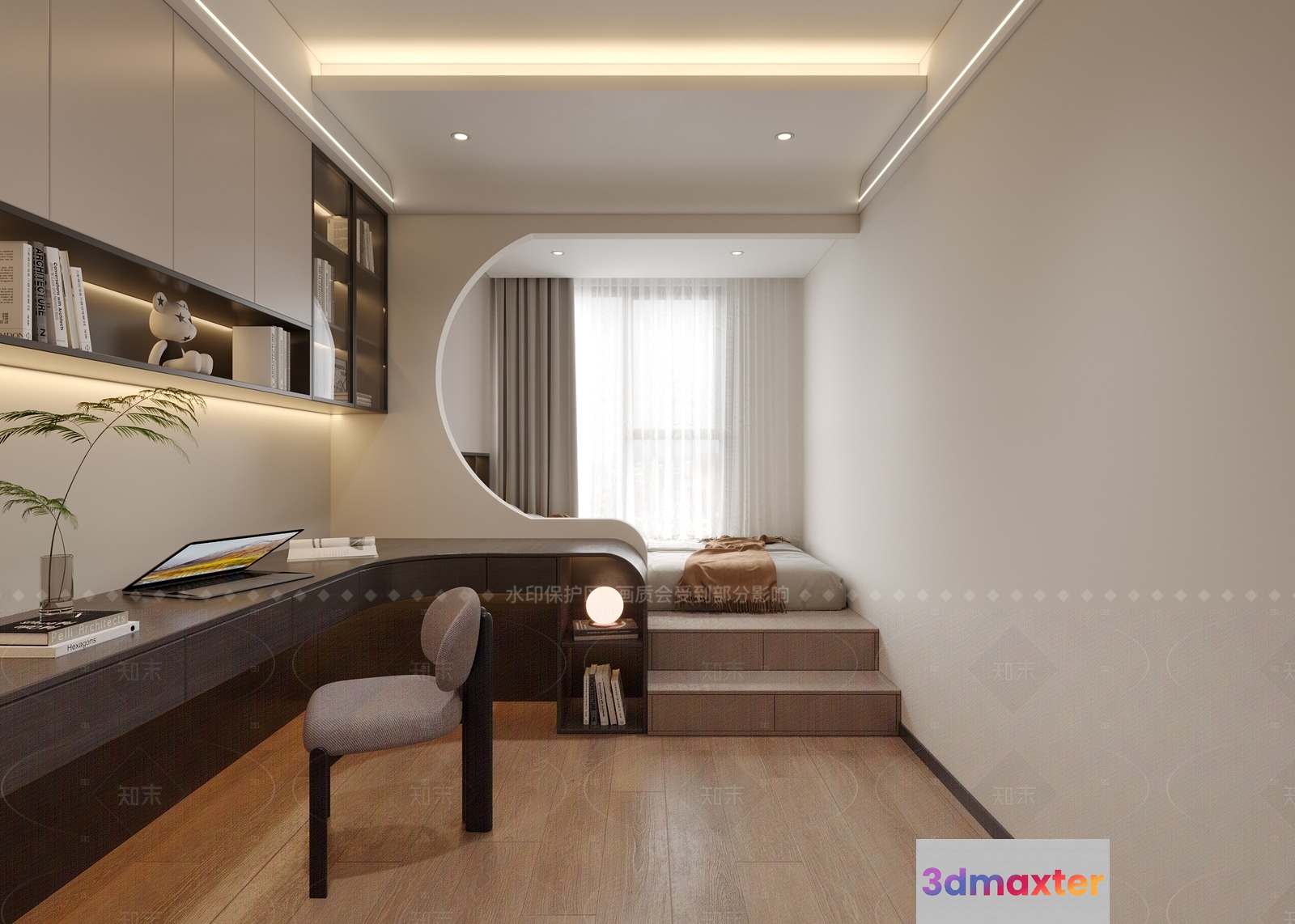 Modern Minimalist Bedroom 3D Model - 5212 - VRAY Render