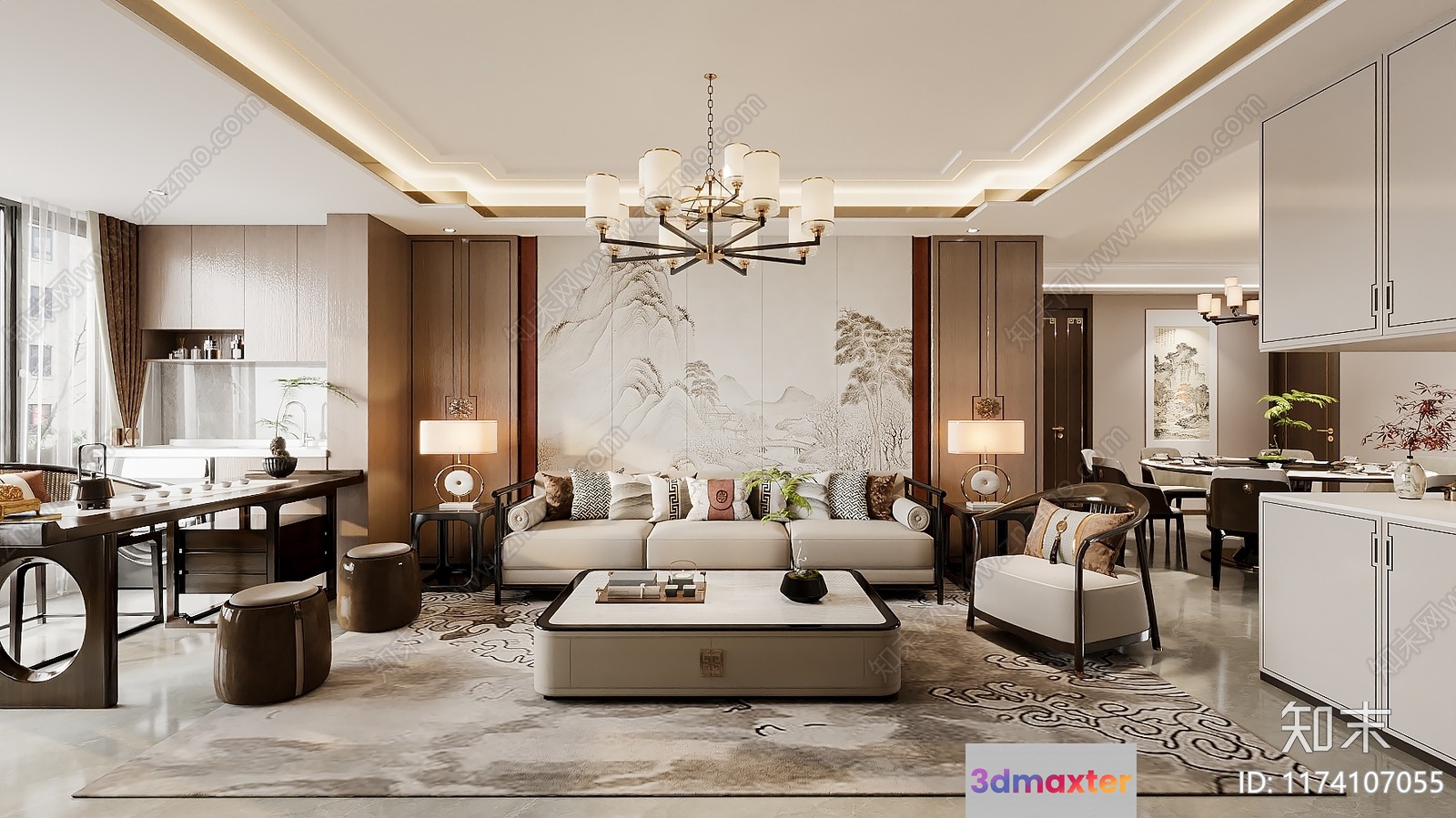 Modern Living Room 3D Model - 13486 - CORONA Render