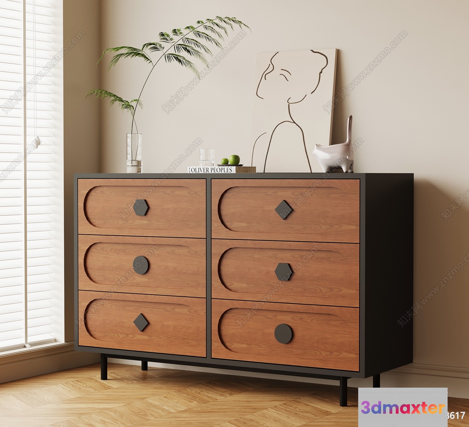 Modern Dresser With Drawers 3D Model - 6575 - VRAY Render