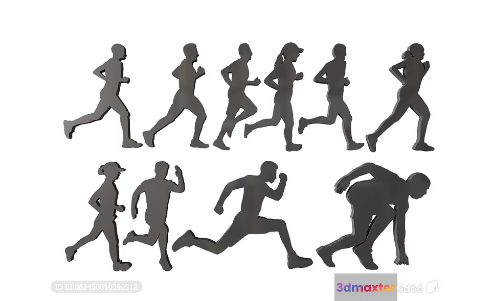 The Main Subject Is A Group Of Silhouetted Runners 3D Model - 8835 - VRAY Render