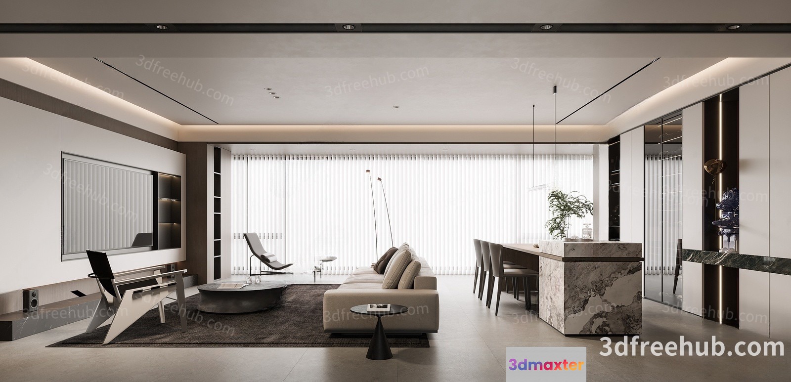 Modern Living Room 3D Model - 22164 - VRAY Render