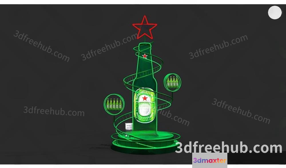 A Bottle Of Heineken Beer With A Red Star On Top 3D Model - 22941 - VRAY Render