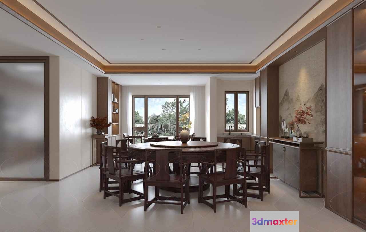 Modern Dining Room 3D Model - 3831 - VRAY Render