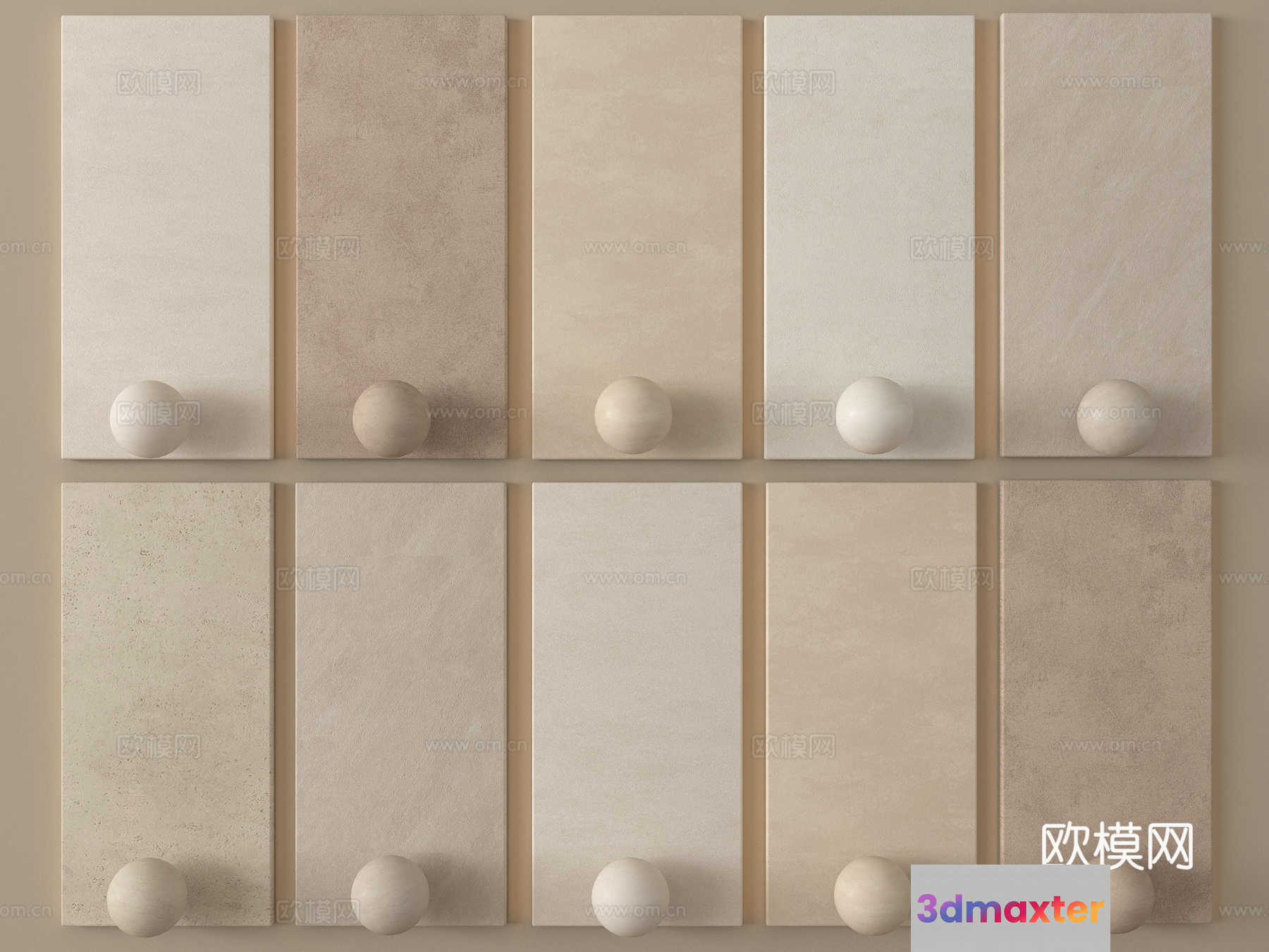 Modern Ceramic Tiles With Beige Spheres 3D Model - 5434 - VRAY Render