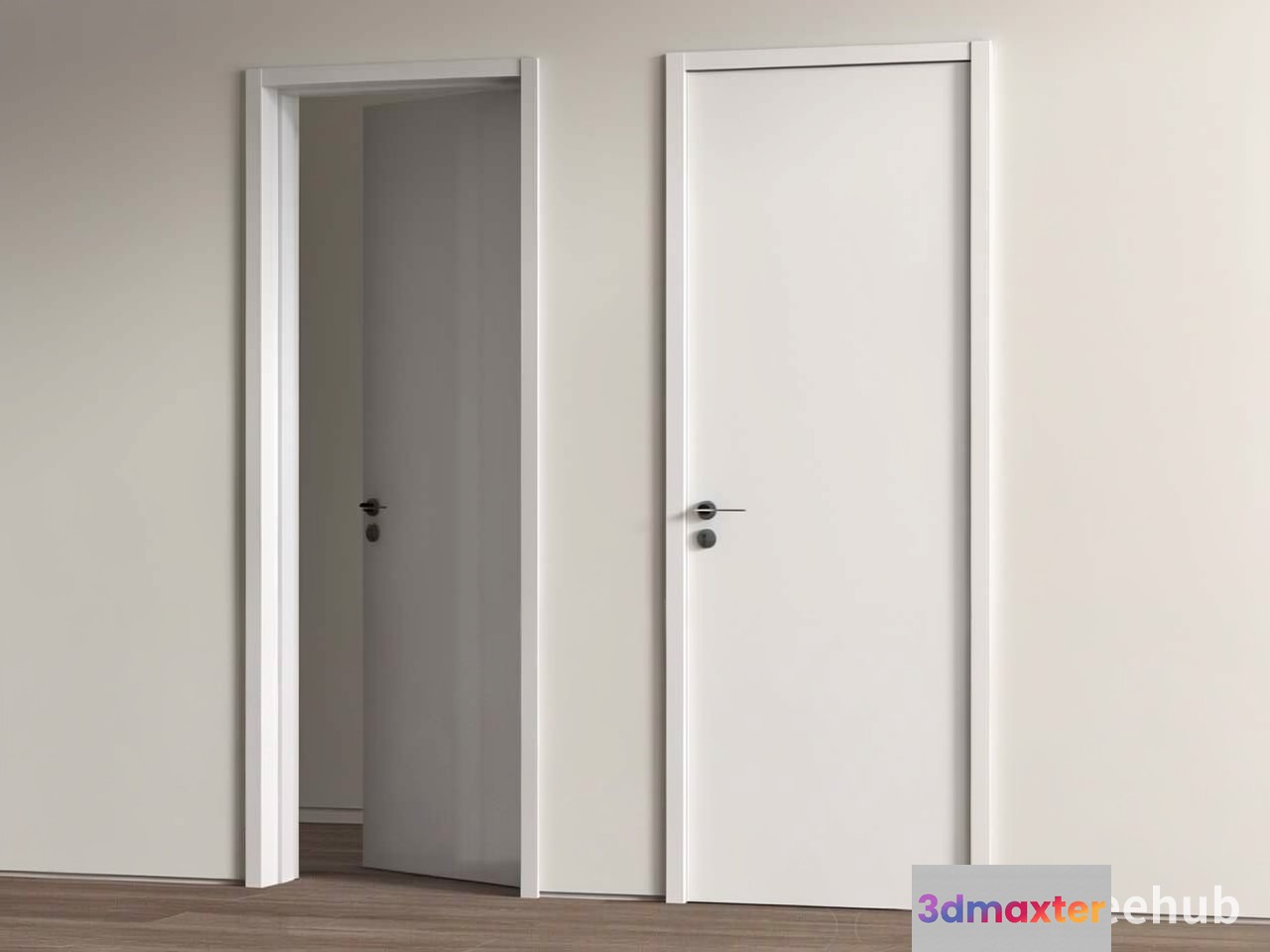 Two White Doors 3D Model - 21847 - VRAY Render