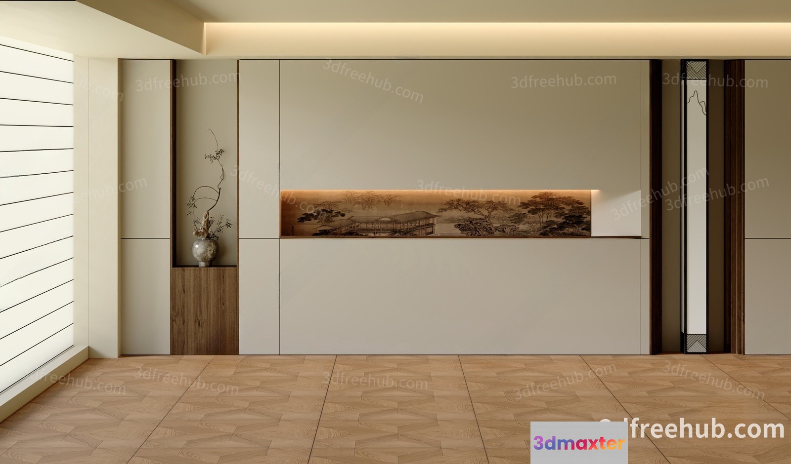 Modern Asian-Inspired Interior Design 3D Model - 21968 - VRAY Render