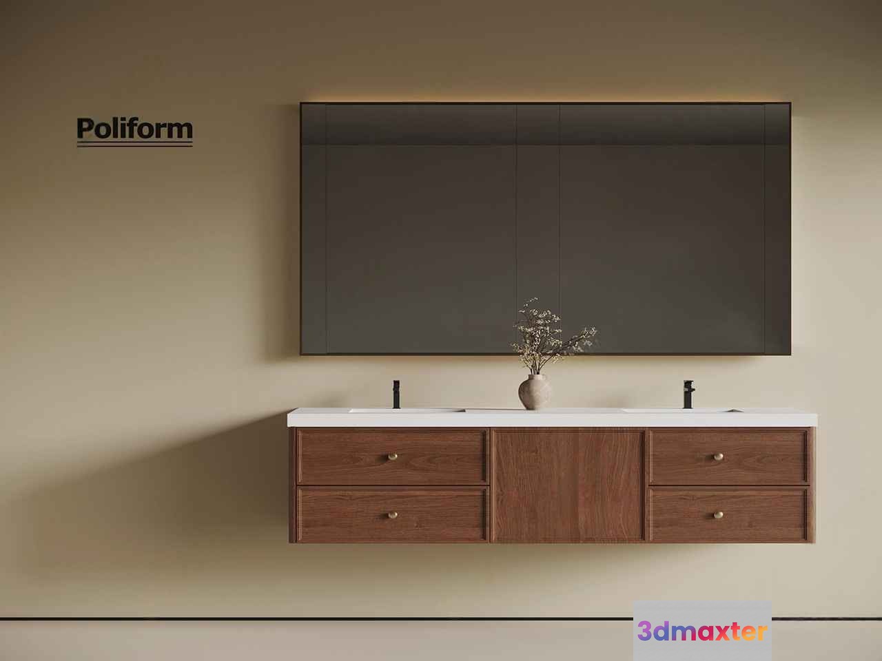 Modern Double Sink Vanity 3D Model - 1979 - VRAY Render
