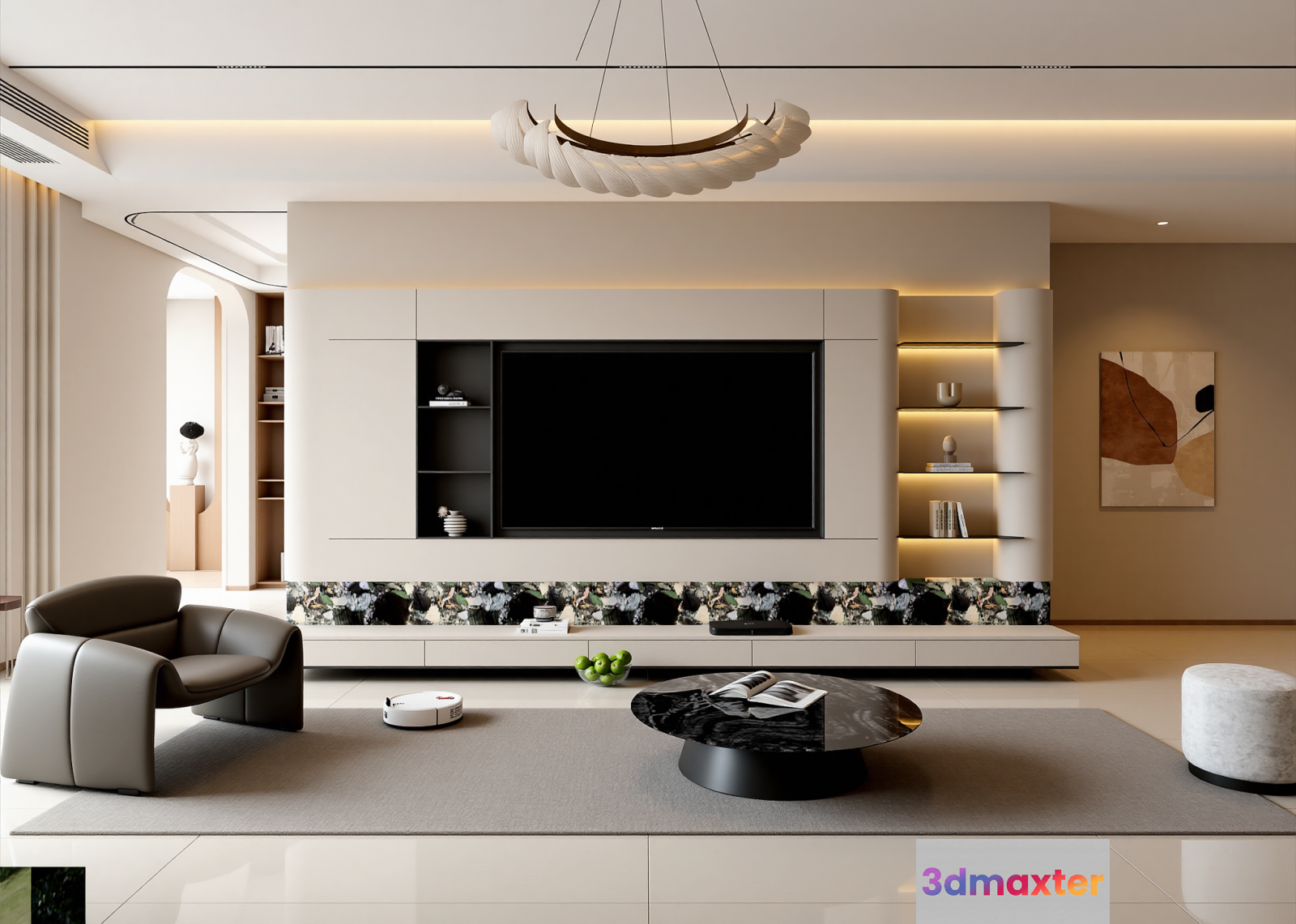 Modern Living Room 3D Model - 12912 - VRAY Render