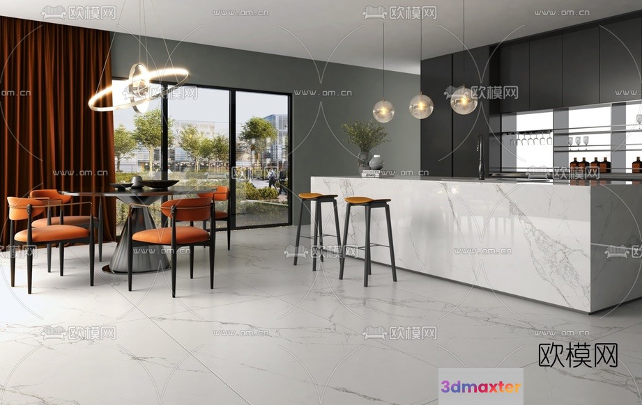 Modern Dining Room 3D Model - 10521 - VRAY Render