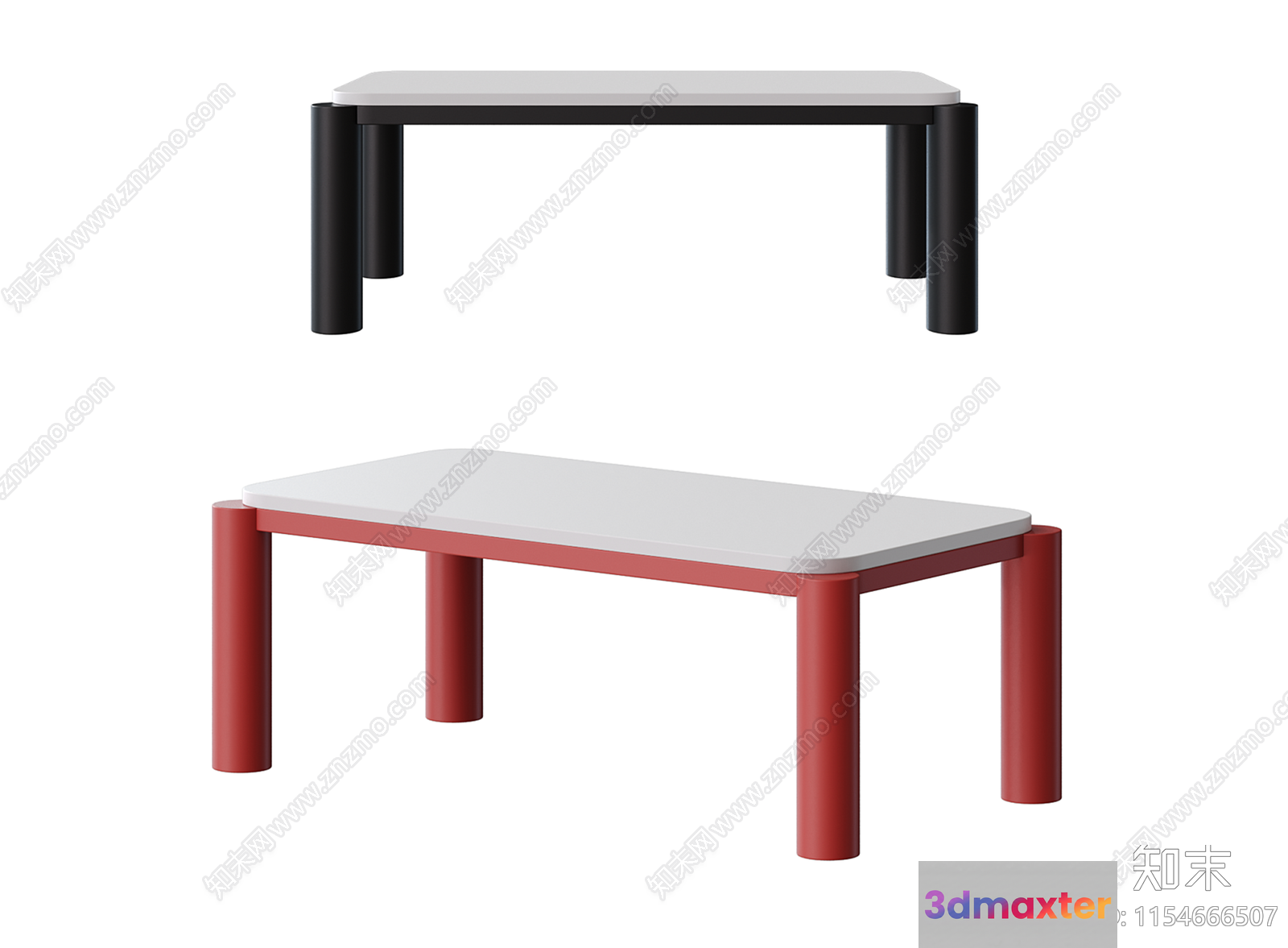 Two Tables With Different Colors 3D Model - 14418 - VRAY Render
