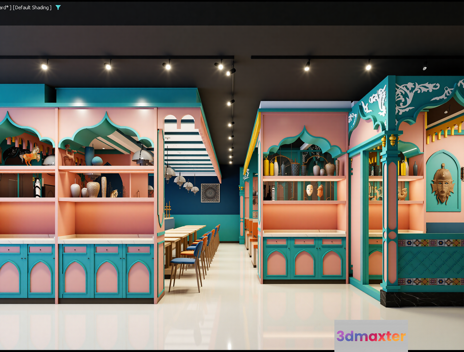 Colorful Moroccan-Style Restaurant 3D Model - 7593 - VRAY Render
