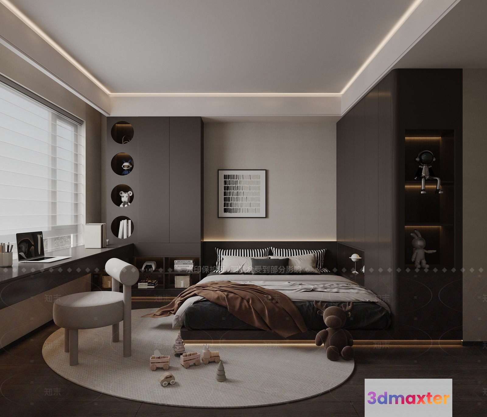 Modern Bedroom Decor 3D Model - 23684 - VRAY Render