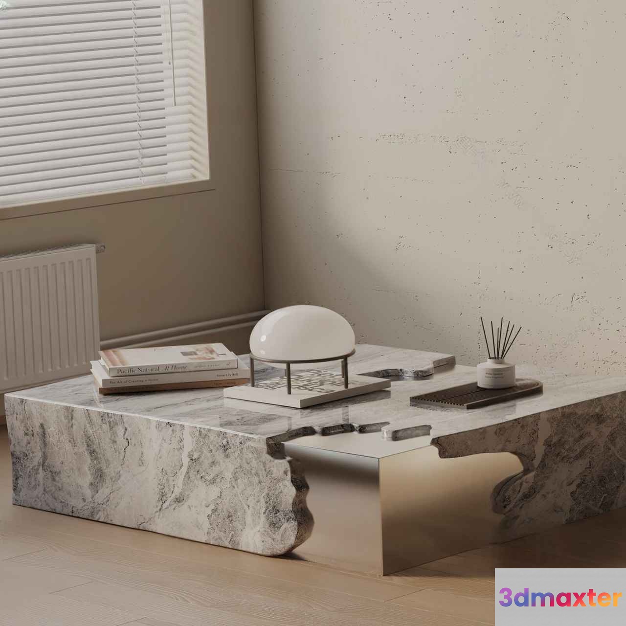 A White Marble Table 3D Model - 1228 - VRAY Render