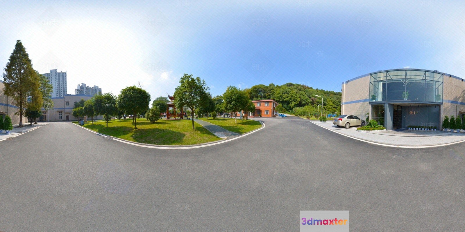 The Main Subject Is A Building With A Glass Facade 3D Model - 9339 - VRAY Render
