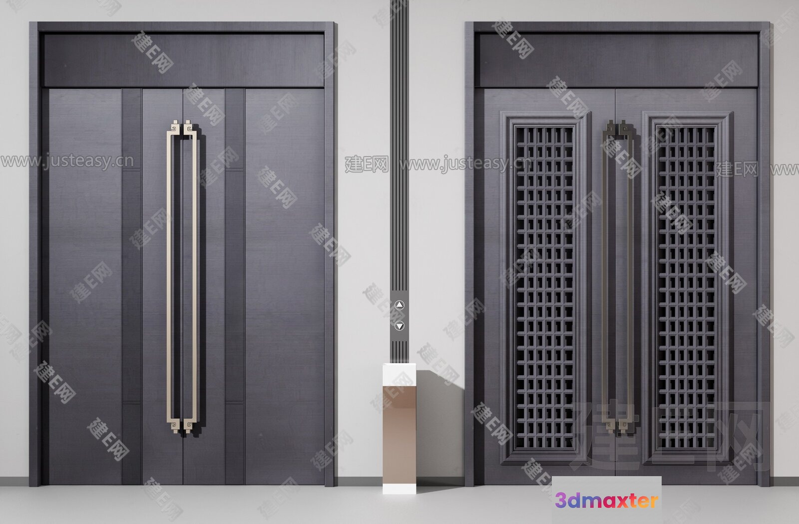 Two Gray Doors 3D Model - 1568 - VRAY Render