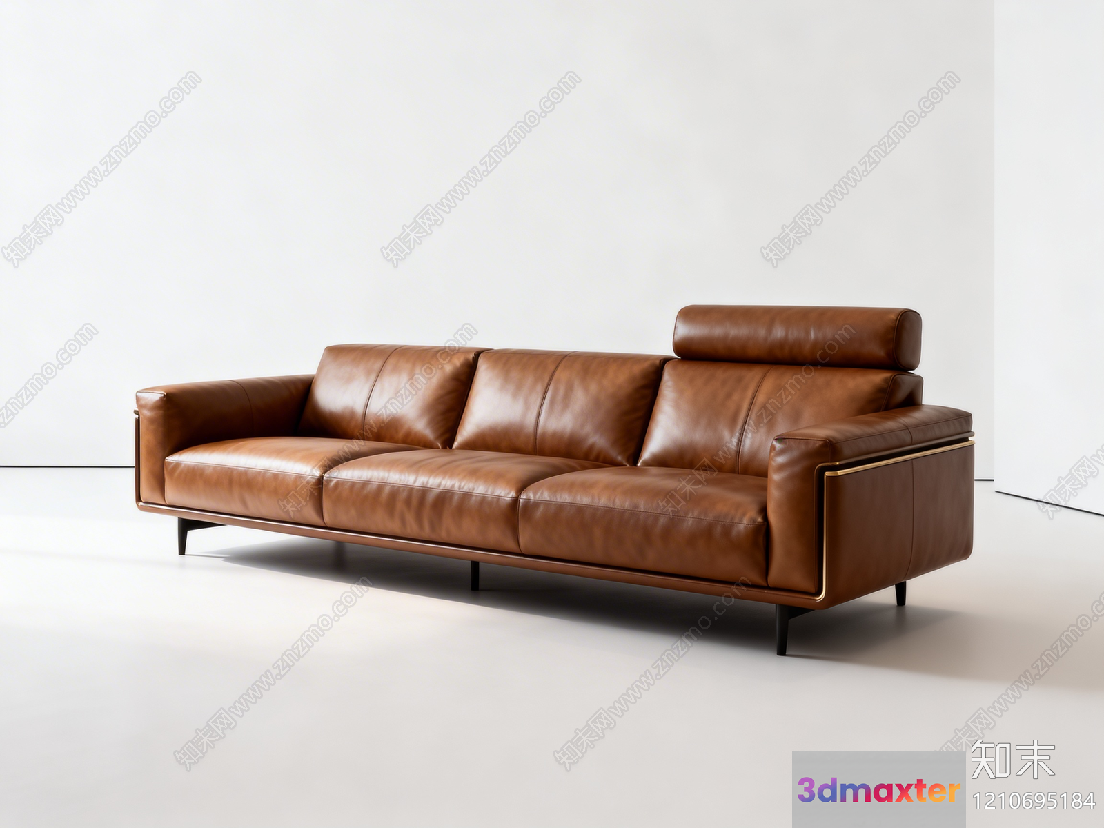 Brown Leather Sofa 3D Model - 3275 - VRAY Render
