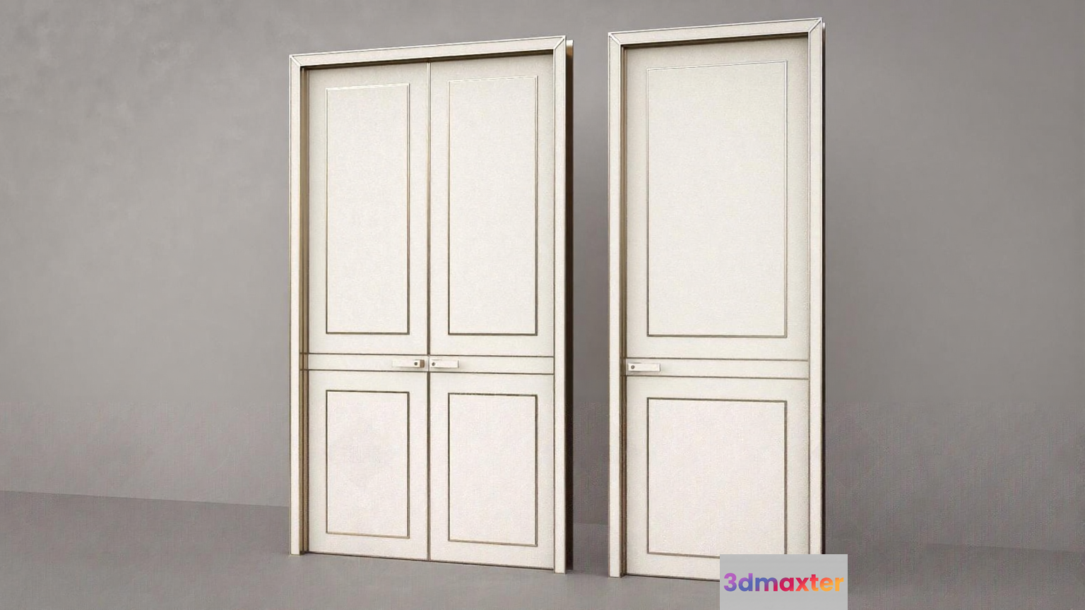 Two White Doors 3D Model - 1328 - VRAY Render