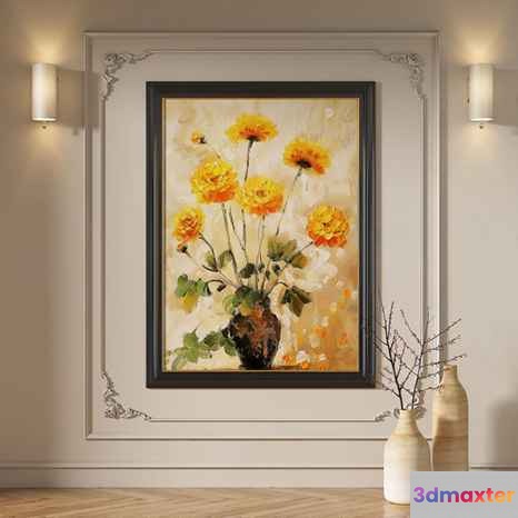 A Framed Painting Of Flowers 3D Model - 21873 - VRAY Render