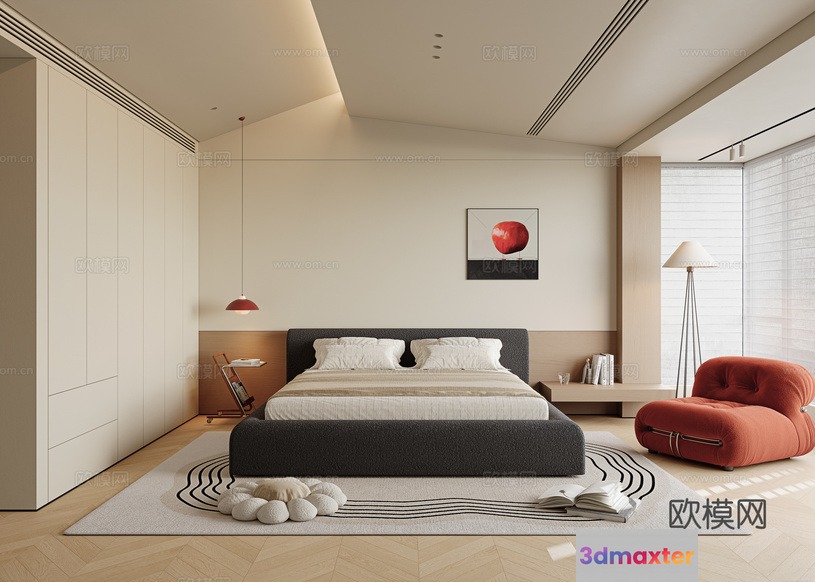 Cozy Modern Bedroom 3D Model - 7079 - VRAY Render
