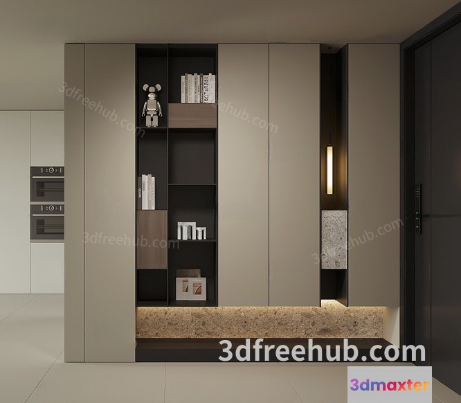 Modern Gray And White Shelving Unit 3D Model - 21523 - VRAY Render