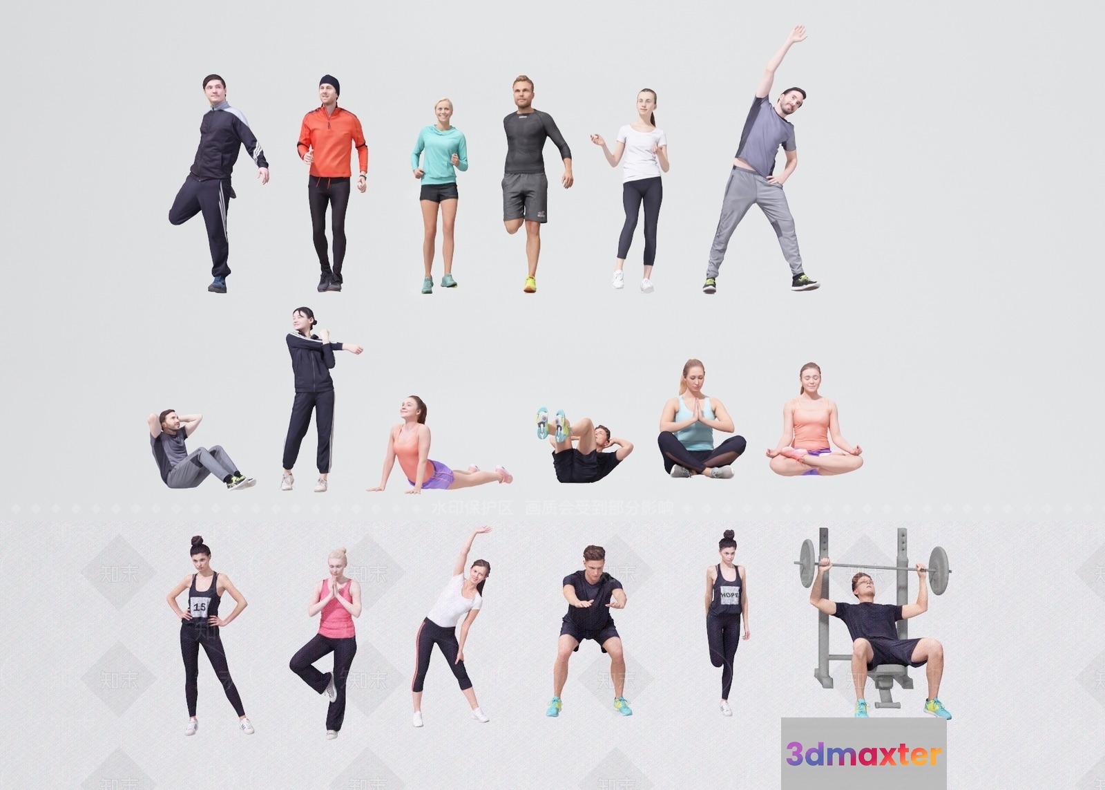 People In Workout Clothes 3D Model - 17792 - VRAY Render