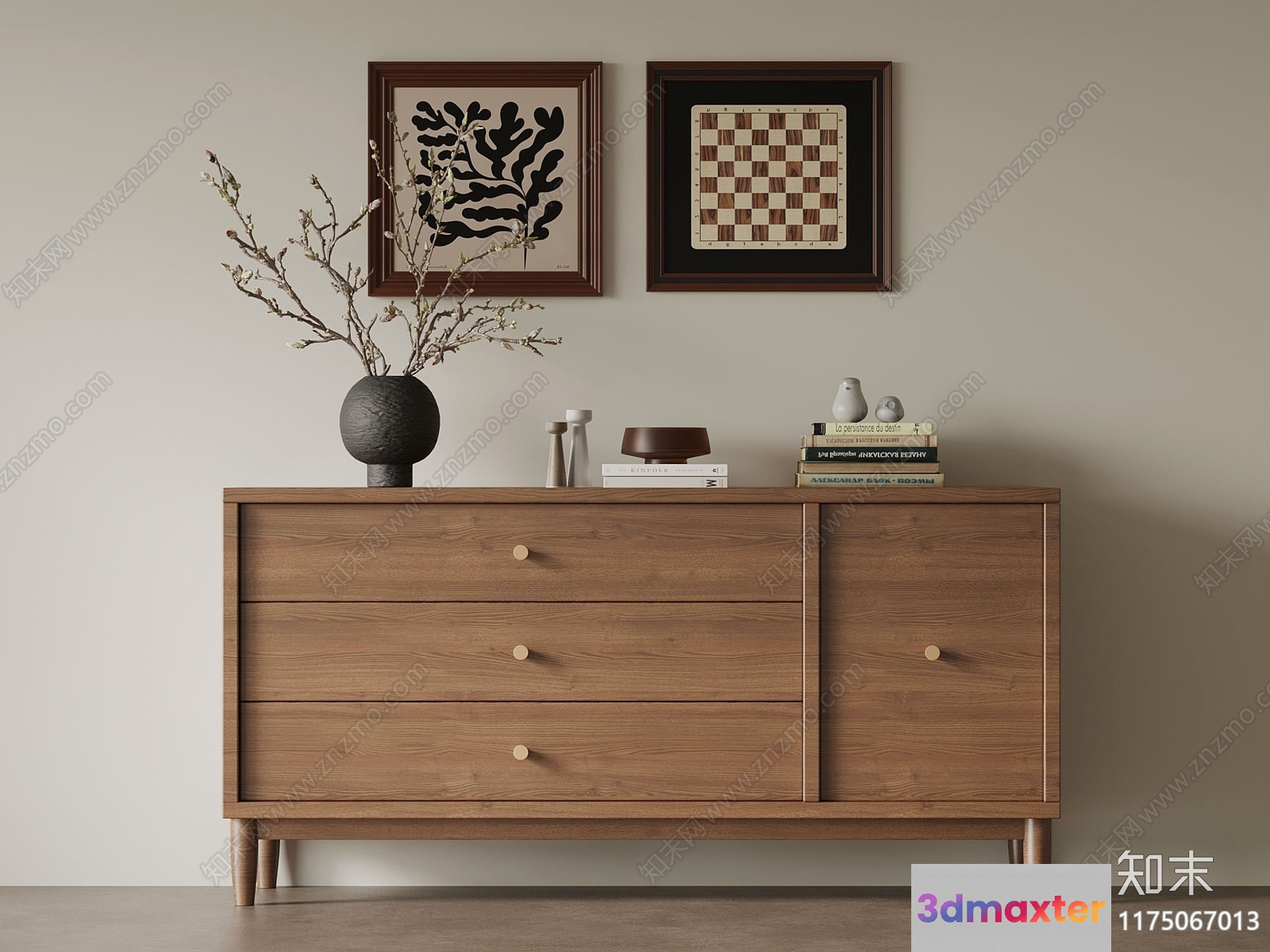 A Mid-Century Modern Dresser 3D Model - 5337 - VRAY Render